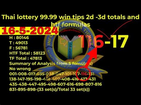 Thai lottery 99.99 win tips with htf touch and totals 16.